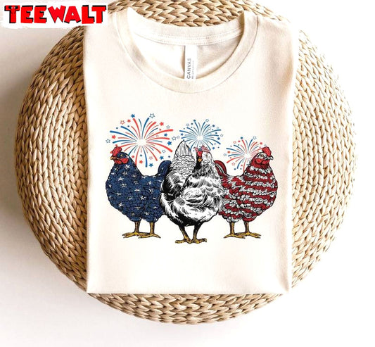 Trendy Patriotic Mom Short Sleeve , Comfort Chicken 4th Of July Shirt Long Sleeve