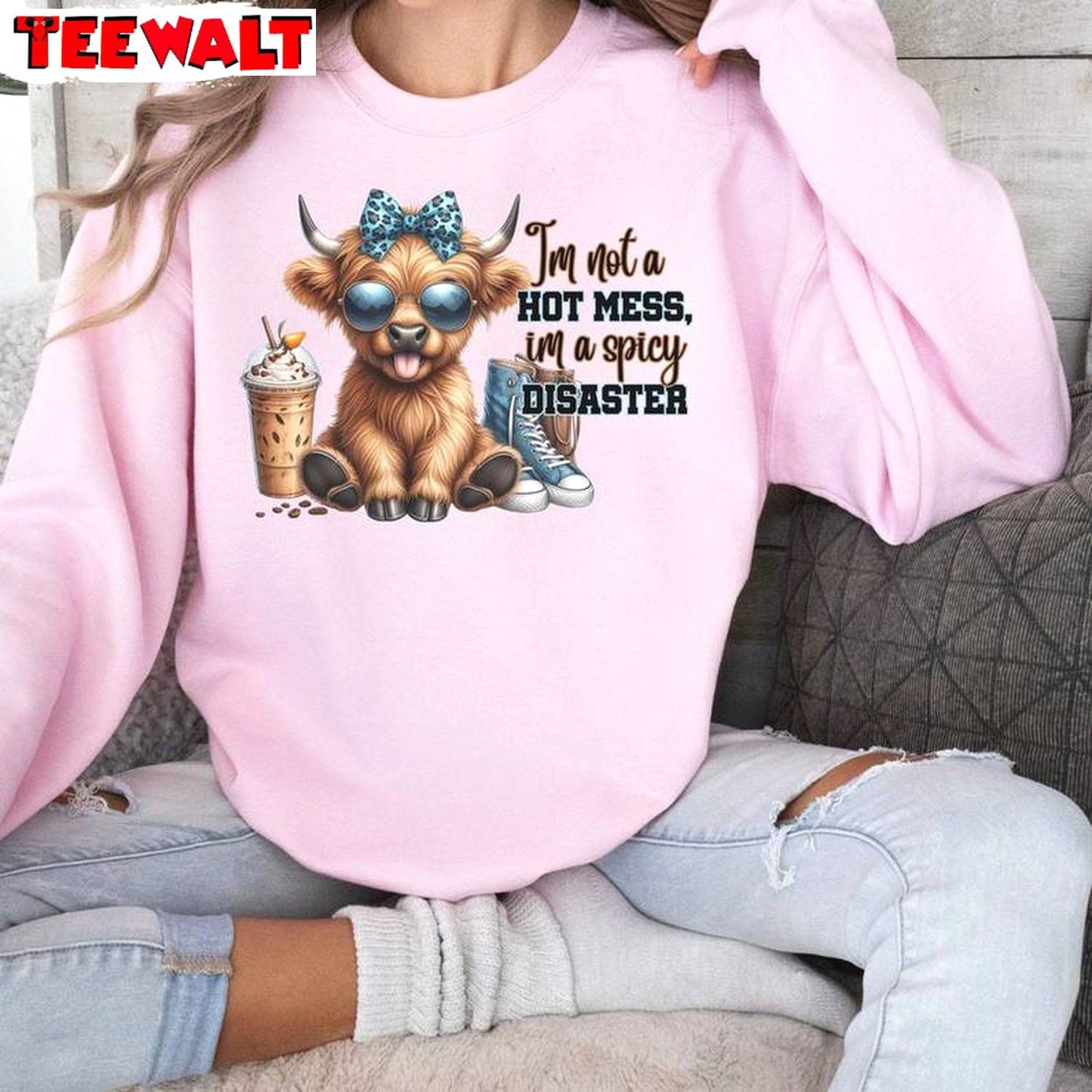 Cute Cow Inspired Unisex Hoodie, Comfort I'm Not A Hot Mess I'm A Spicy Disaster Shirt Sweater