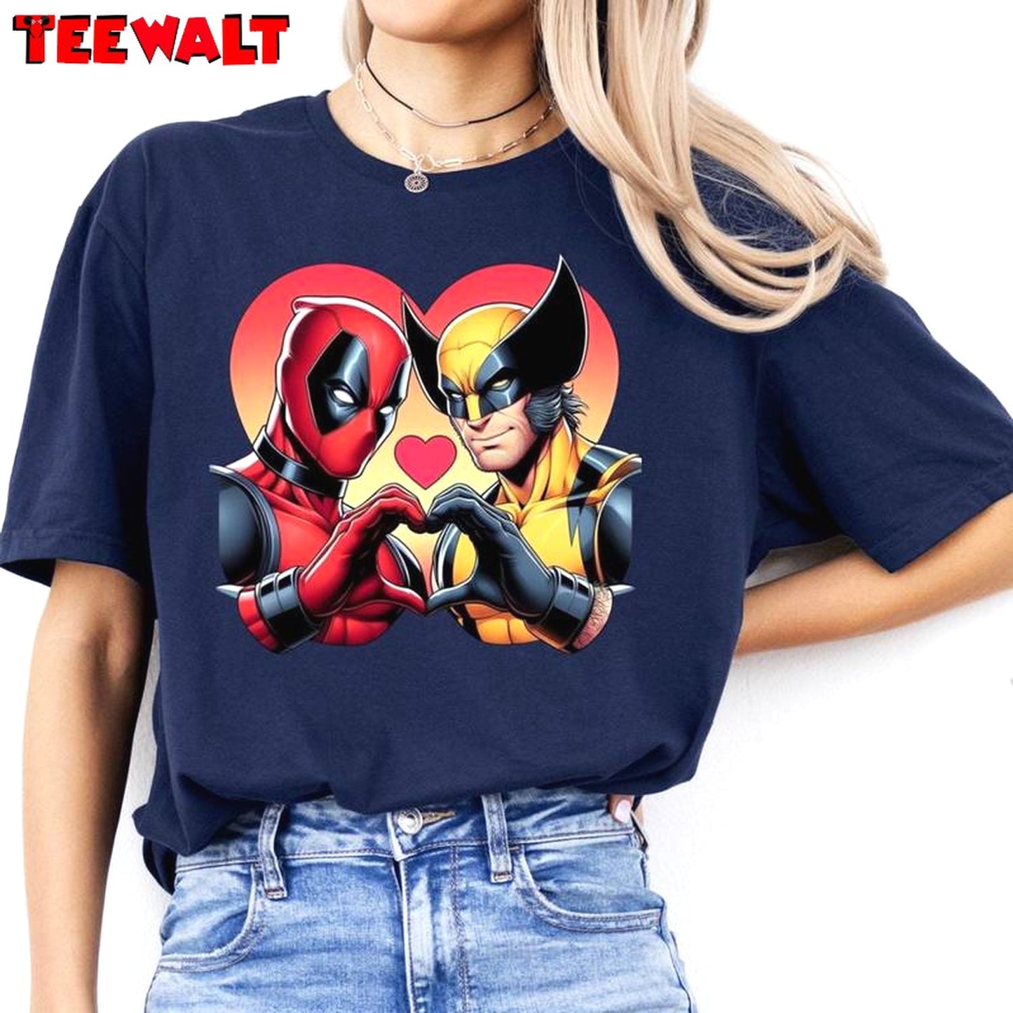 Trendy Deadpool And Wolverine Shirt, Cute Wolverine Deadpool 3 Movie Long Sleeve Hoodie