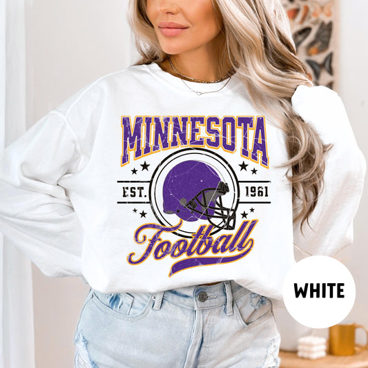 Vintage Minnesota Crewneck - Justin Jefferson Vikings Sweatshirt Fan Apparel