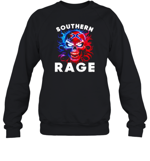 Confederate Flag Southern Rage Angry Skull T-Shirt