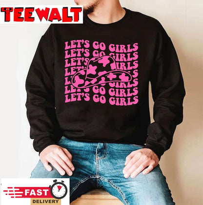 Cowboy Hat Let's Go Girls Western Pink Cowgirls T-Shirt