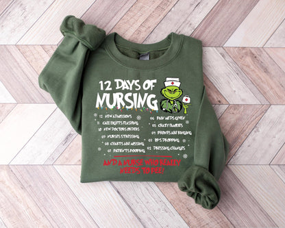 Funny Christmas Nurse Sweatshirt Merry Grinchmas Nursing