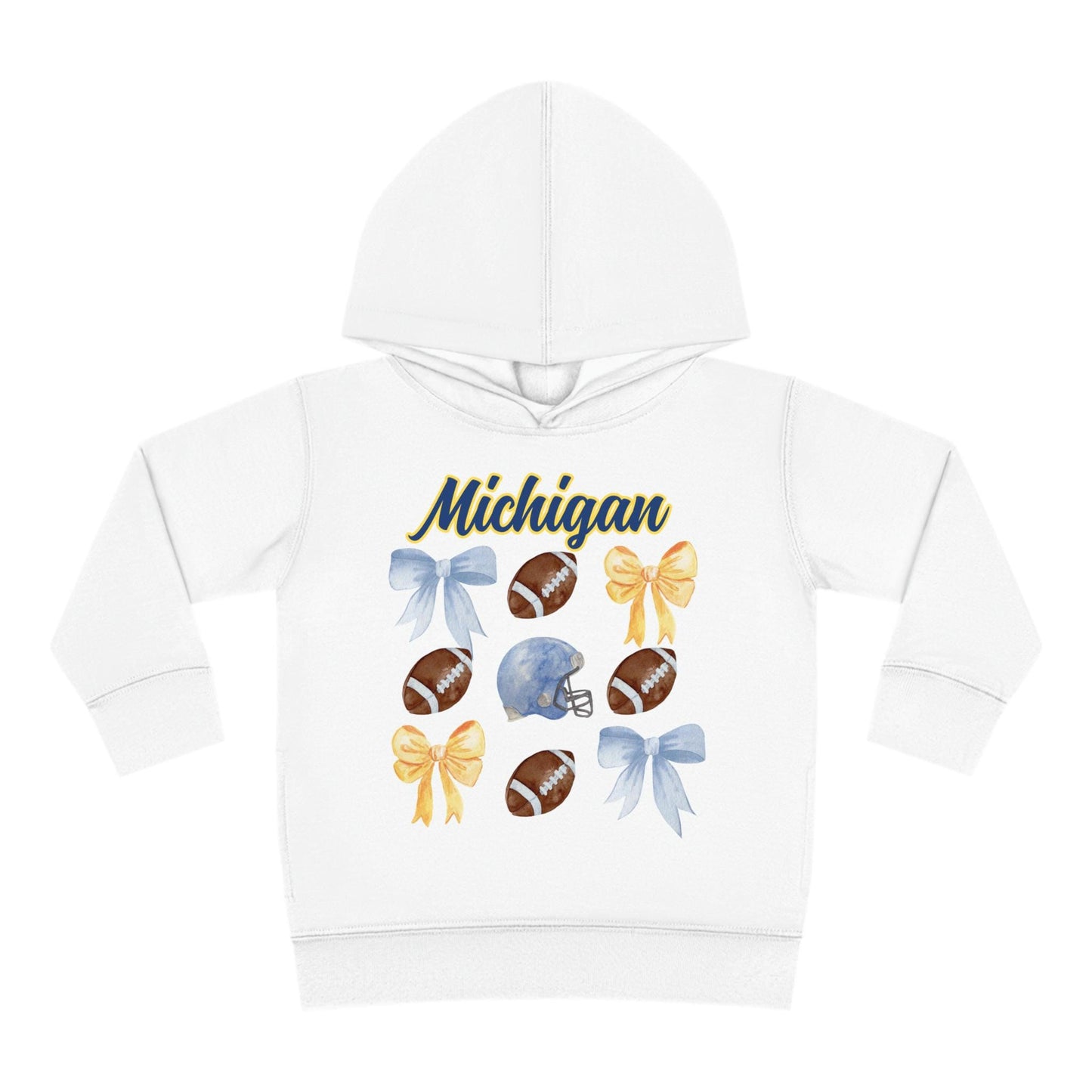 Toddler Michigan Sweatshirt With Coquette Bow For Game Day Fun