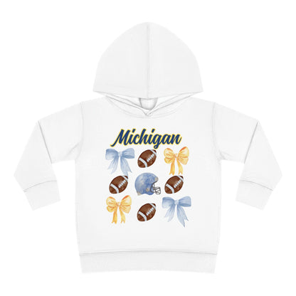 Toddler Michigan Sweatshirt With Coquette Bow For Game Day Fun