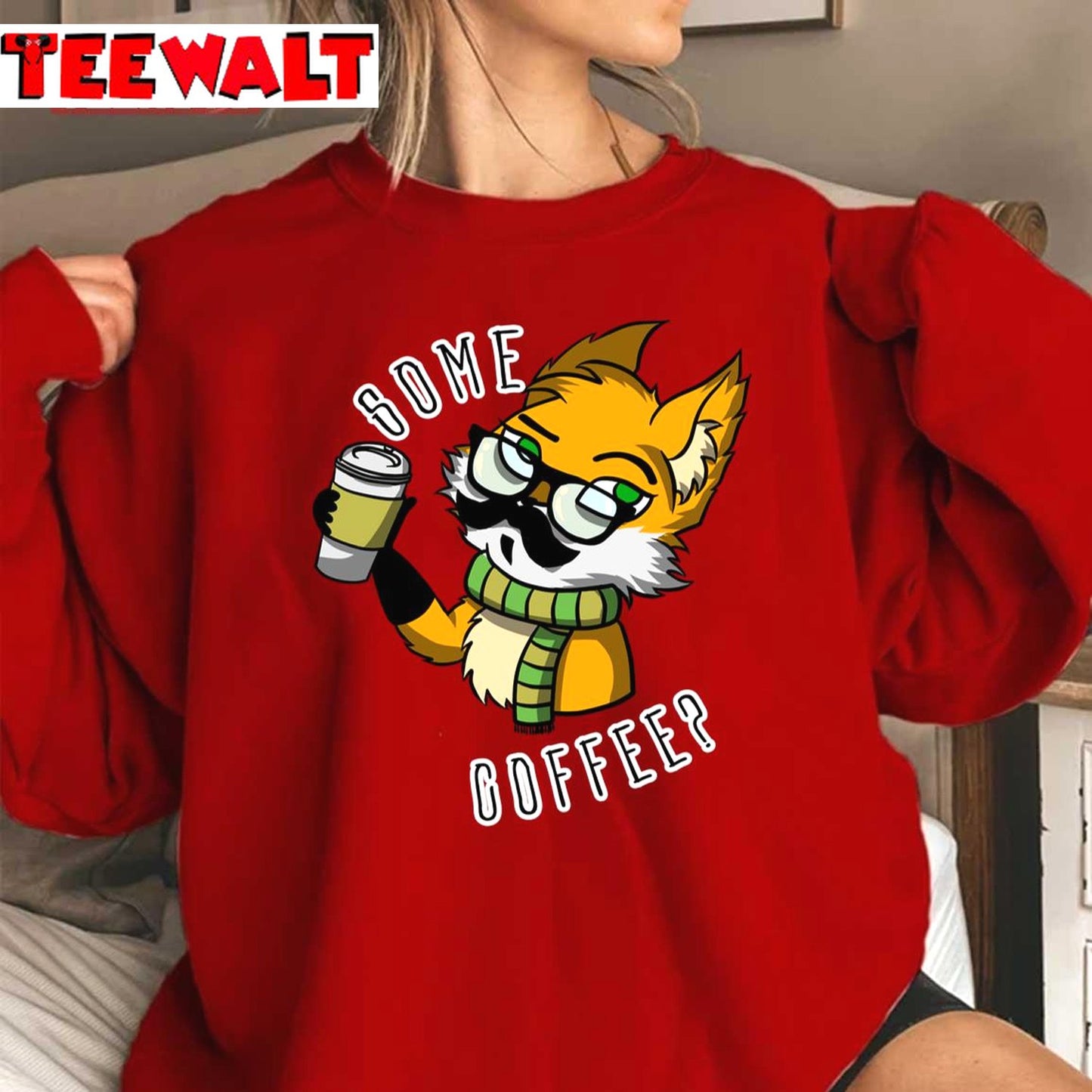 Hipster Fox Some Coffee Unisex Sweatshirt