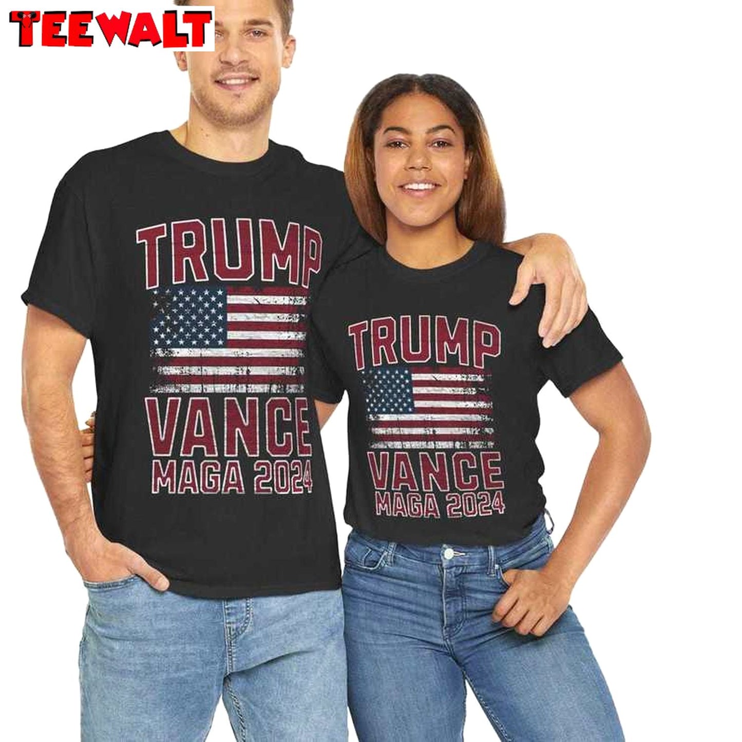 Cool Design Trump Vance Shirt, American Flag Trump Train Short Sleeve Crewneck