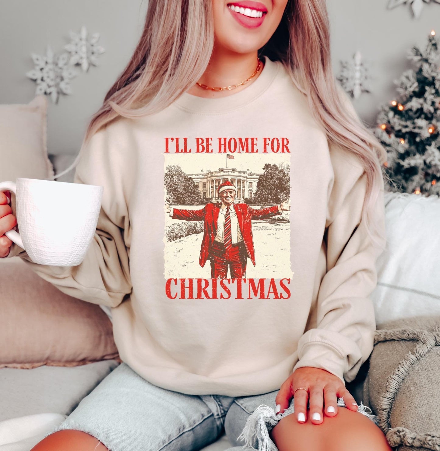 Humorous Trump Christmas I'll Be Home Shirt