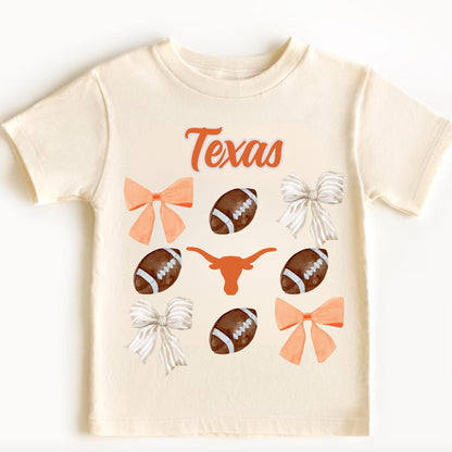 Texas Baby Football Top, Coquette Bow Shirt, Youth Game Day Tee