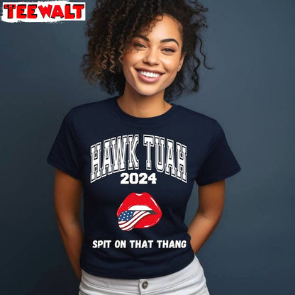 Awesome Hawk Tuah Spit On That Hang Shirt, Comfort USA Flag Sweater Hoodie