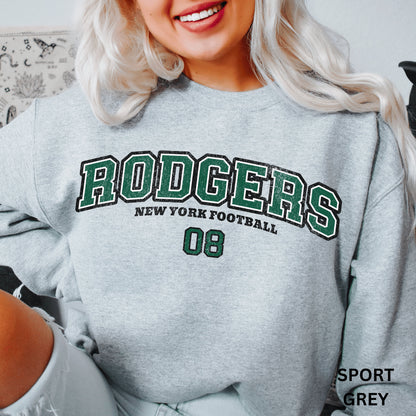 Aaron Rodgers Sweatshirt - Vintage Style Jets Crewneck - New York Football