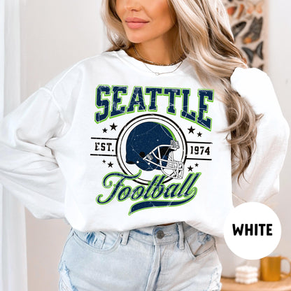 Seattle Football Sweatshirt, Retro Seahawks Crewneck, Vintage T-Shirt