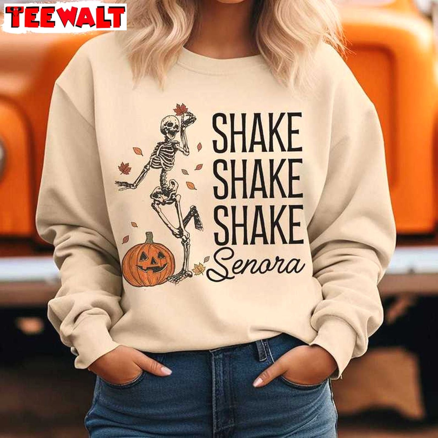 Skeleton Halloween Short Sleeve , Trendy Shake Shake Shake Senora