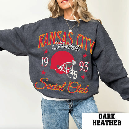 Kansas City Football Vintage Crewneck Sweatshirt, Retro Chief Shirt Fans