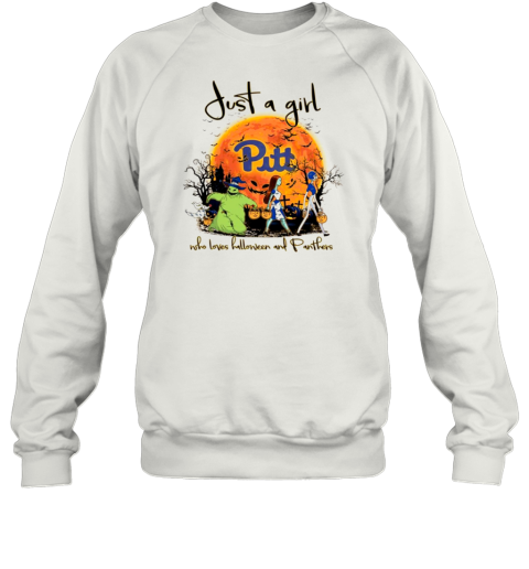 Just A Girl Who Love Halloween And Pitt Panthers Football T-Shirt