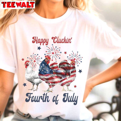 American Flag T Shirt, New Rare Chicken 4th Of July Shirt Long Sleeve