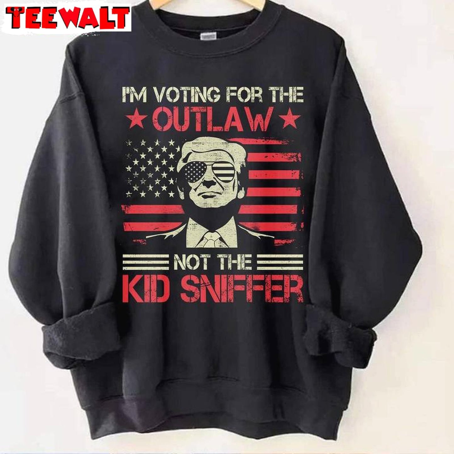 Limited I'm Voting For The Outlaw Not The Kid Sniffer T-shirt, Trump Crewneck Long Sleeve