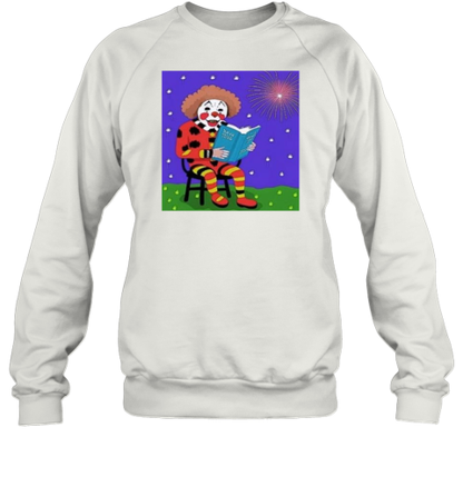 Ai Generated Old Clown Reading Book T-Shirt