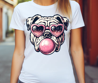 Retro Bulldog Funny Dog Bubblegum Vintage Trendy T-Shirt