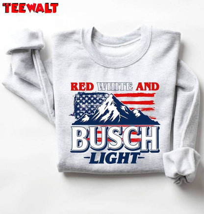 Vintage Red White And Busch Light Shirt, Groovy 4th Of July Party Sweater Hoodie