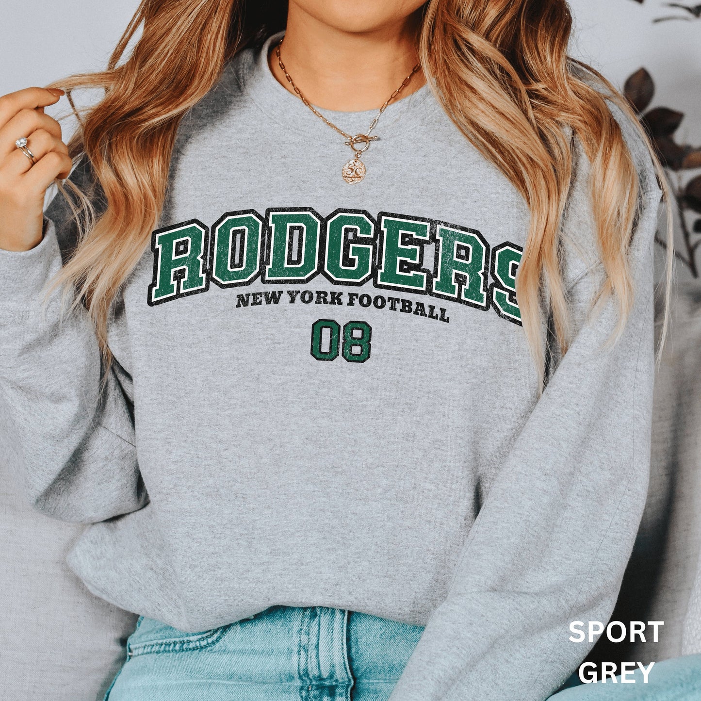 Aaron Rodgers Vintage Style Jets Sweatshirt - New York Football Crewneck