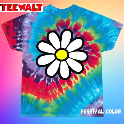 Happy Daisy Flower 60s 70s Retro Vintage Hippie Unisex Tie Dye Tee