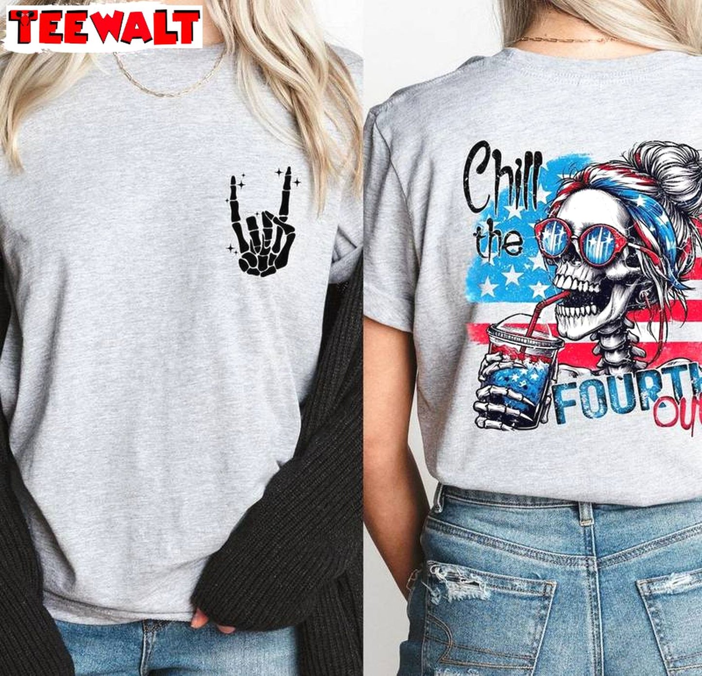 Must Have Chill The Fourth Out Shirt, New Rare Skeleton Unisex Hoodie Short Sleeve