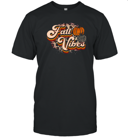 Leopard Print Fall Vibes Teacher T-Shirt - Style 2