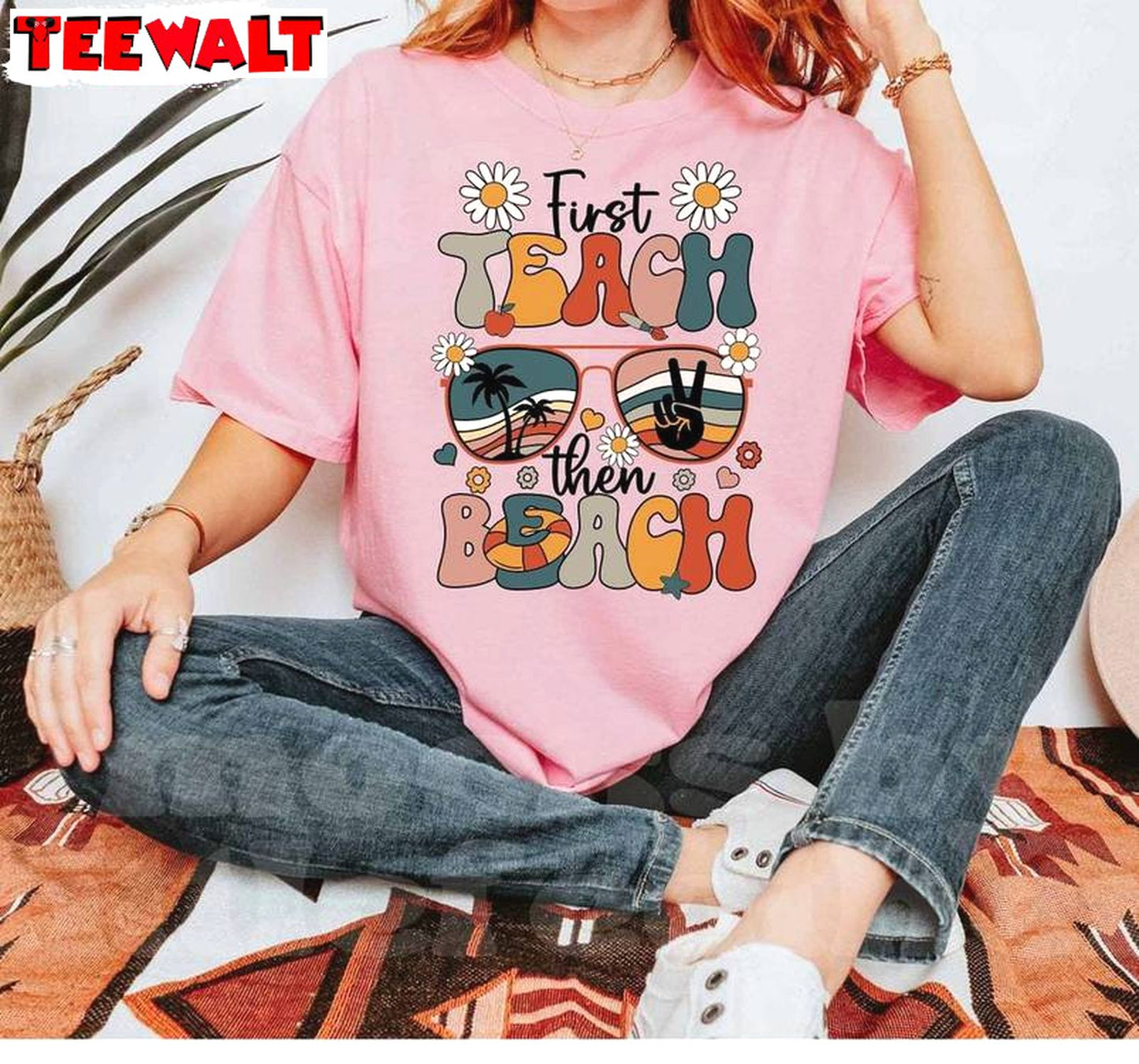 Limited First Teach The Beach Shirt, Trendy Last Day Of School Long Sleeve Sweater