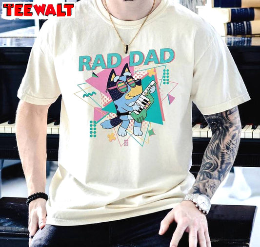 Limited Bluey Rad Dad Shirt, Groovy Rad Dad Club Crewneck Long Sleeve