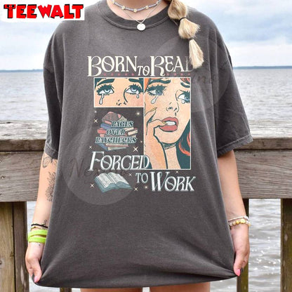 Cool Design Her Spicy Sweatshirt , Vintage Born To Read Bookish