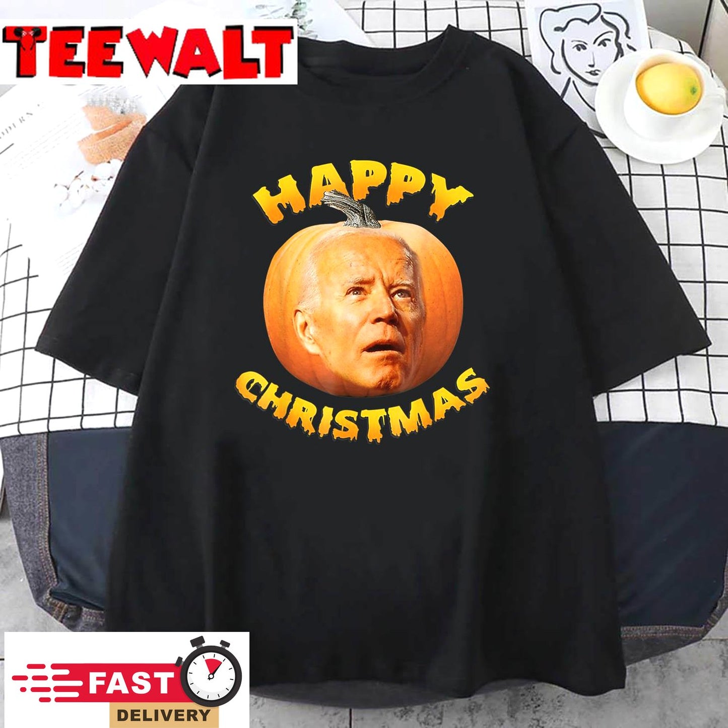 Happy Christmas Anti-Joe Biden Funny Halloween 2022 Pumpkin T-Shirt