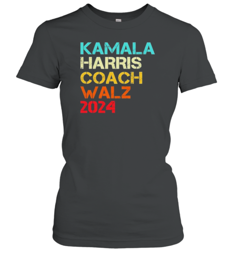 Harris Walz 2024 Kamala Harris Coach Walz 2024 Retro T-Shirt