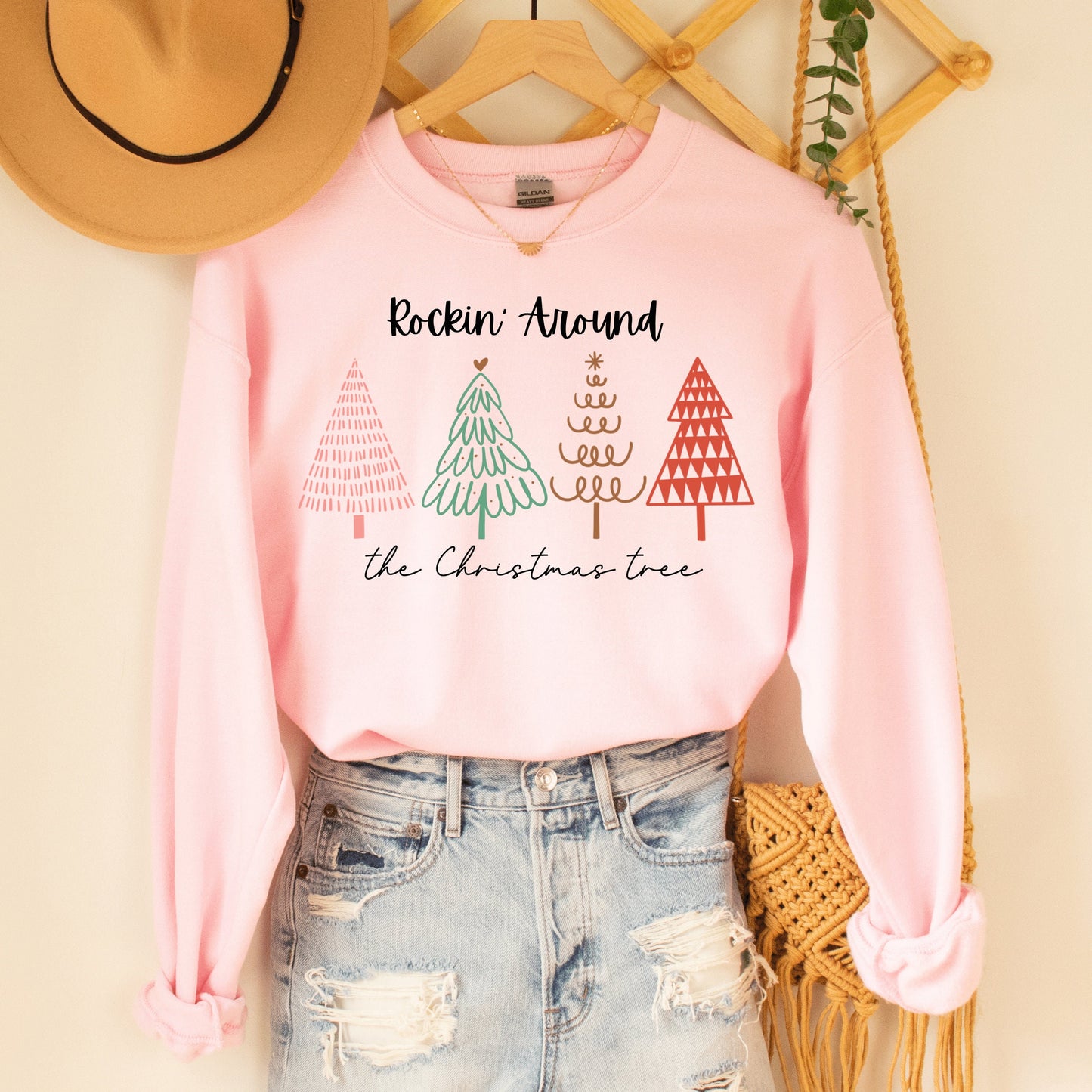 Christmas Tree Sweatshirt Women'S Holiday Crewneck Pullover For Tree Picking