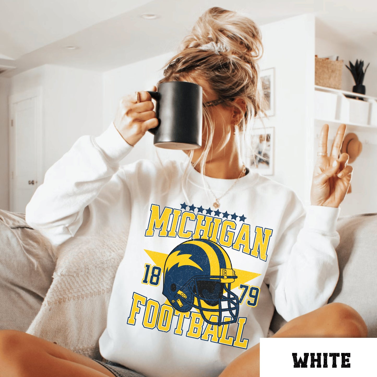 Michigan Football Vintage Crewneck Sweatshirt, University Football Shirt