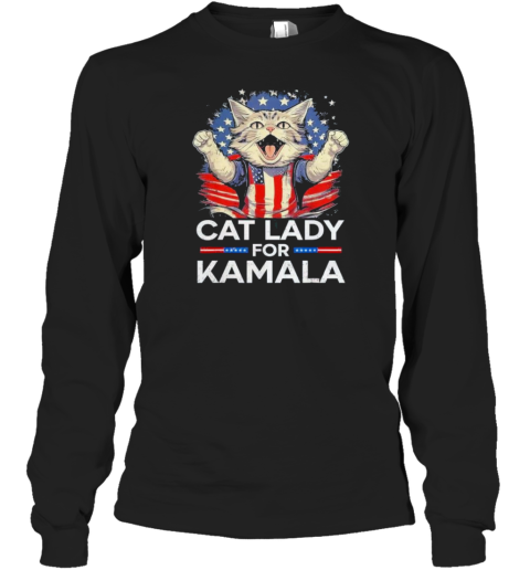 Cat Ladies For Kamala Cat 2024 President Kamala Harris T-Shirt