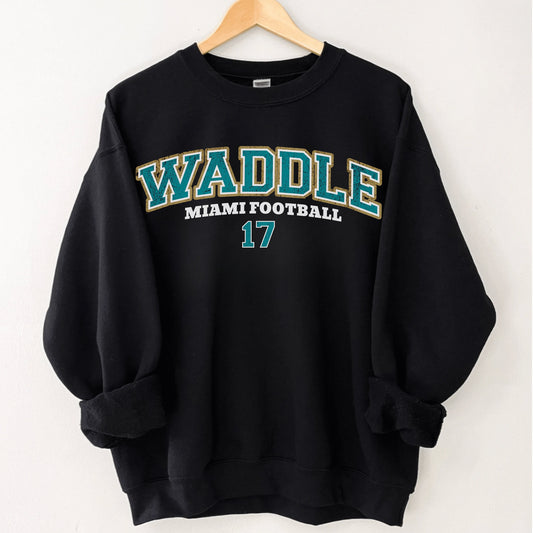 Jaylen Waddle Miami Football Sweatshirt Vintage Football Shirt Design