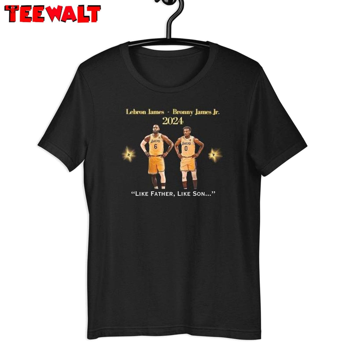 Trendy Jr Lakers Basketball T Shirt , Must Have LeBron And Bronny Shirt Short Sleeve