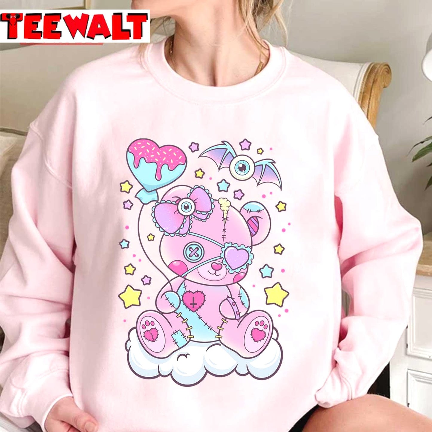 Kawaii Pastel Goth Cute Creepy Teddy Bear Unisex Sweatshirt