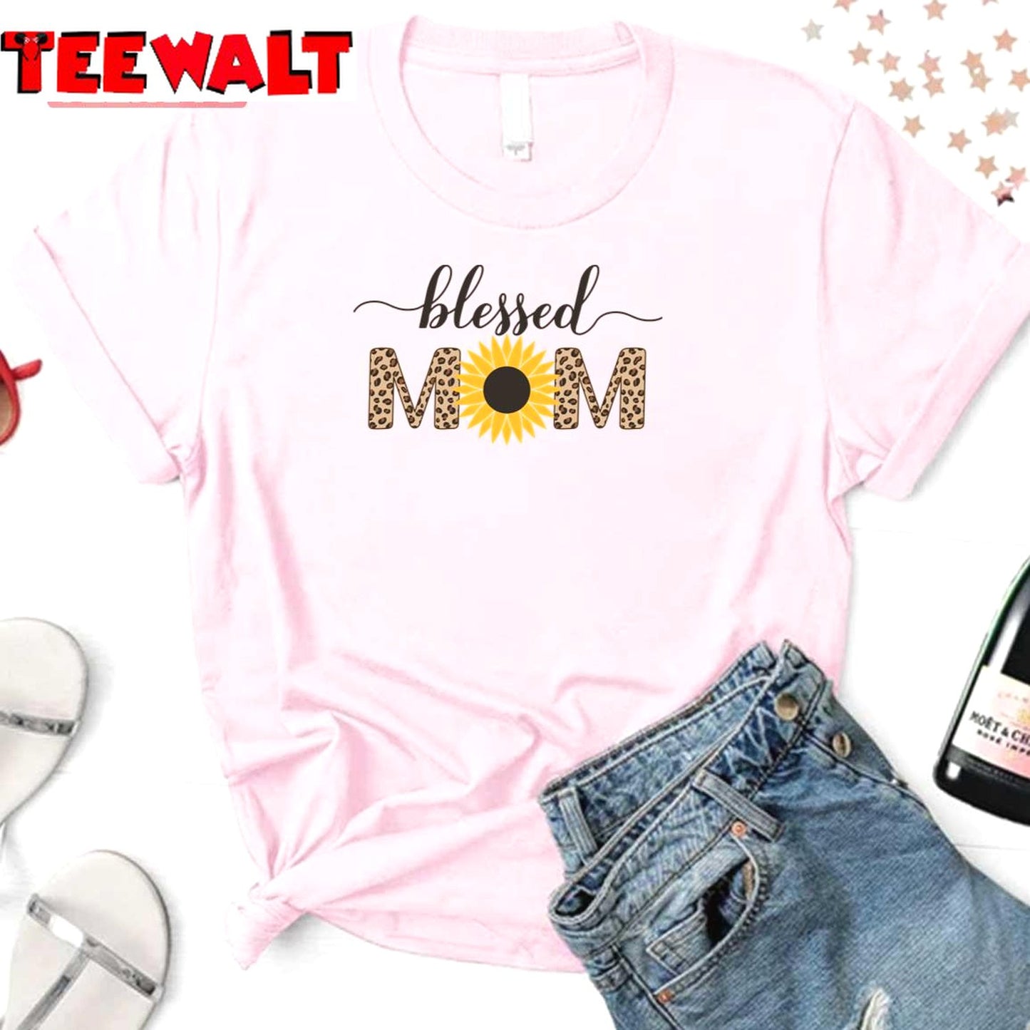 Vintage Blessed Mom Leopard Typography Unisex Sweatshirt