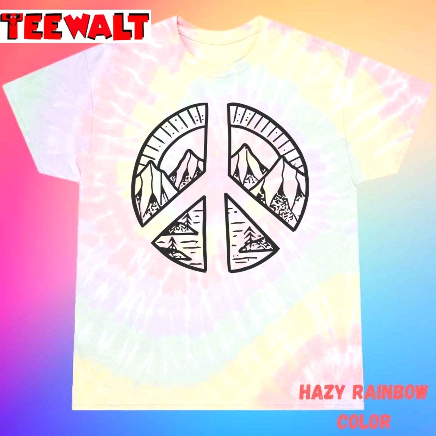 Peace Sign And Mountain Unisex Tie Dye Tee