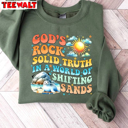 God's Rock Solid Summer Camp Sweatshirt , Cool Design Breaker Rock Beach