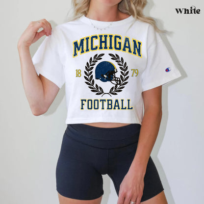 Michigan College Football Crop Top - Vintage Retro Game Day Outfit