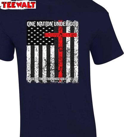 Comfort Christian Unisex Hoodie, Cool Design One Nation Under God Shirt Long Sleeve