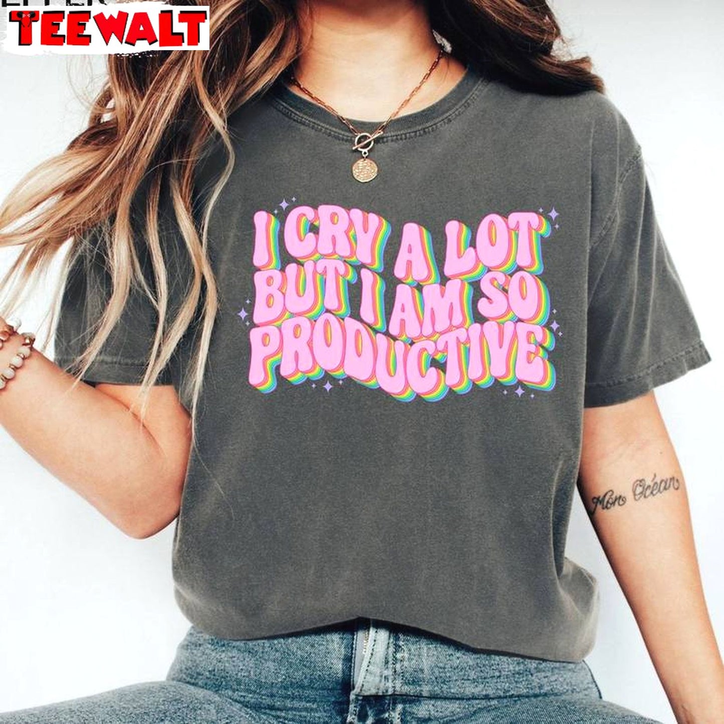 Groovy New Album Song Lyrics Sweatshirt , I Cry A Lot But I Am So Productive Shirt Sweater