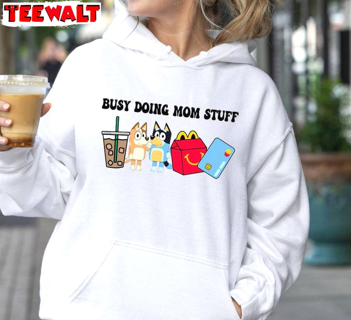 Busy Doing Mom Stuff Funny Shirt, Mama Funny Dog Long Sleeve Crewneck Sweatshirt