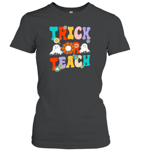 Flower Ghost Halloween Trick Or Teach T-Shirt