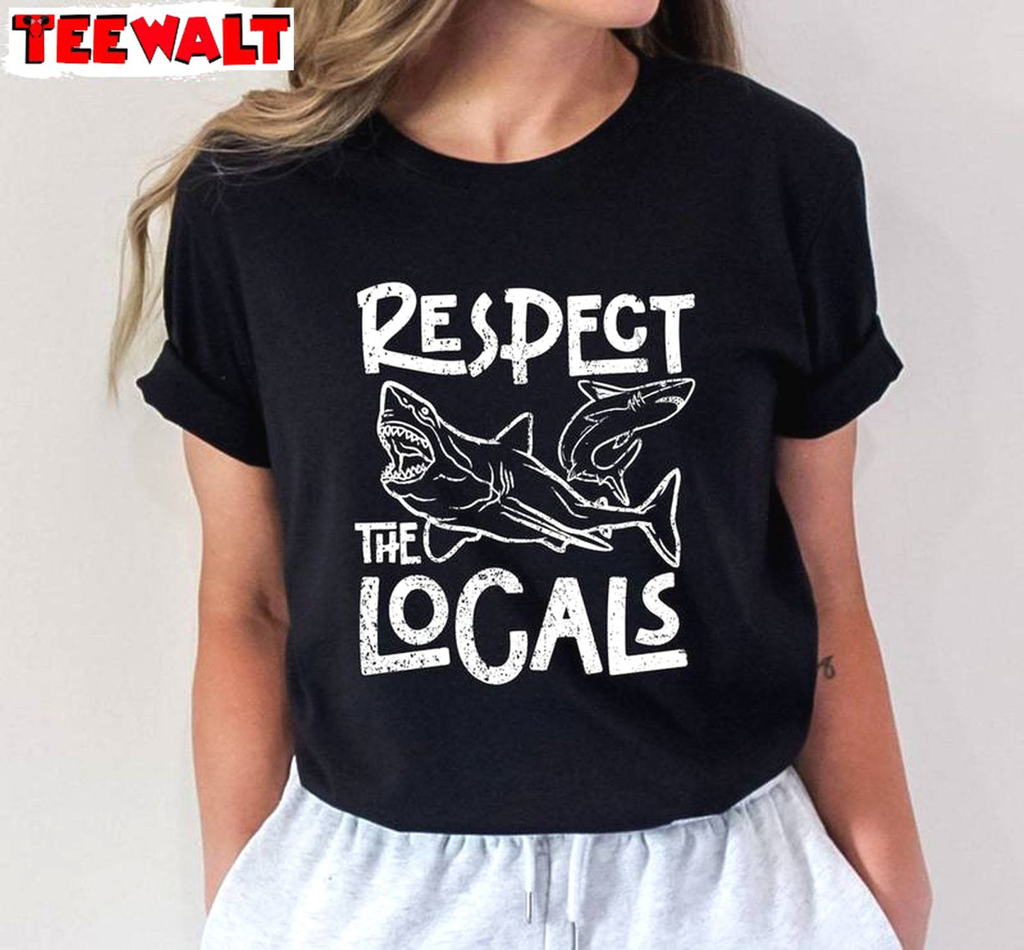 Comfort Respect The Locals Shirt, Limited Beach Shark Inspired Crewneck