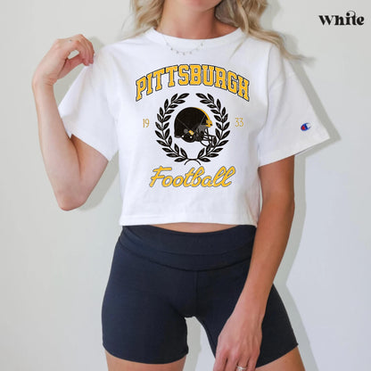 Pittsburgh Football Retro Crop Top - Vintage Game Day Outfit Shirt