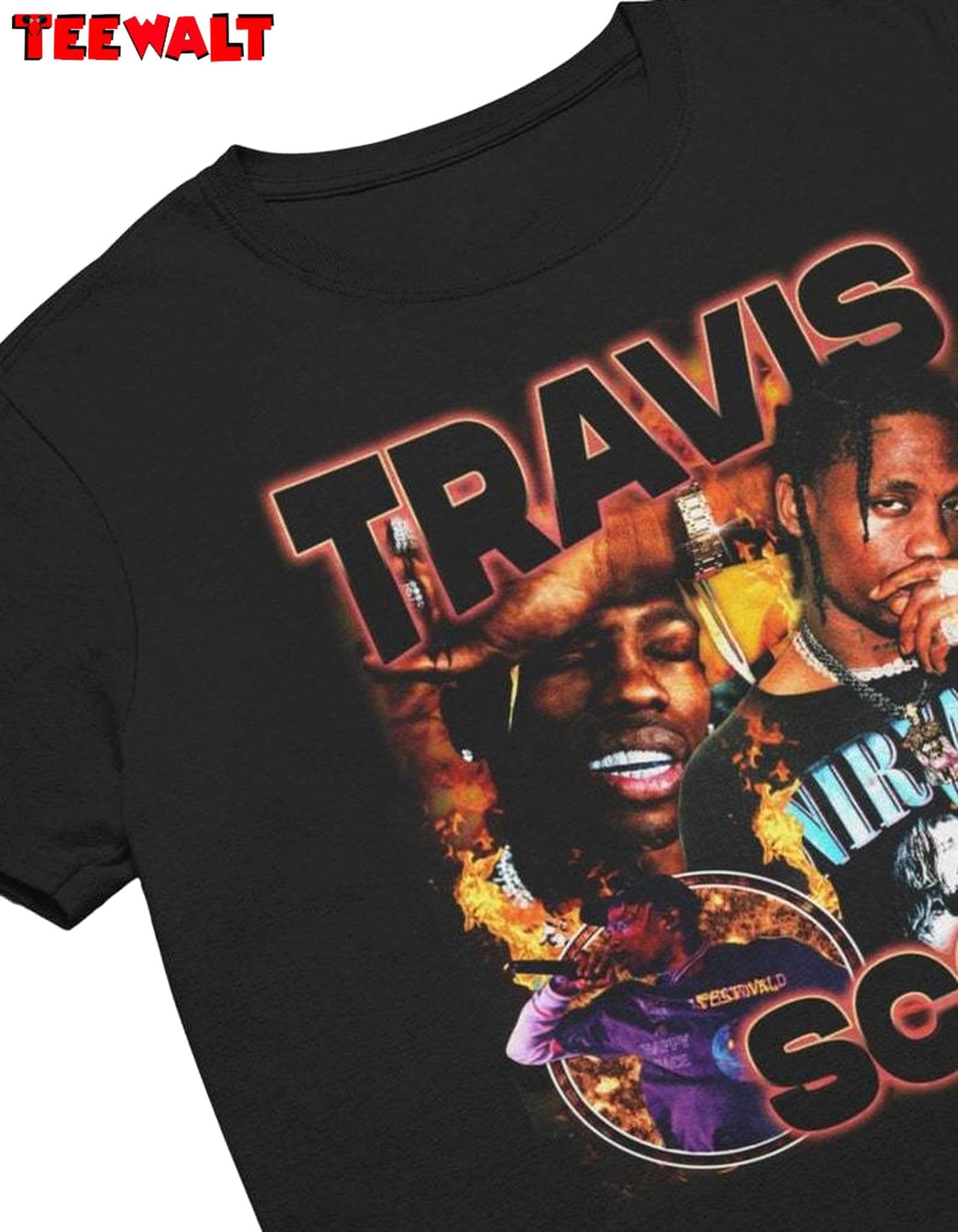 Funny Travis Scott Shirt, Retro Travis Scott La Flame Unisex Hoodie Short Sleeve